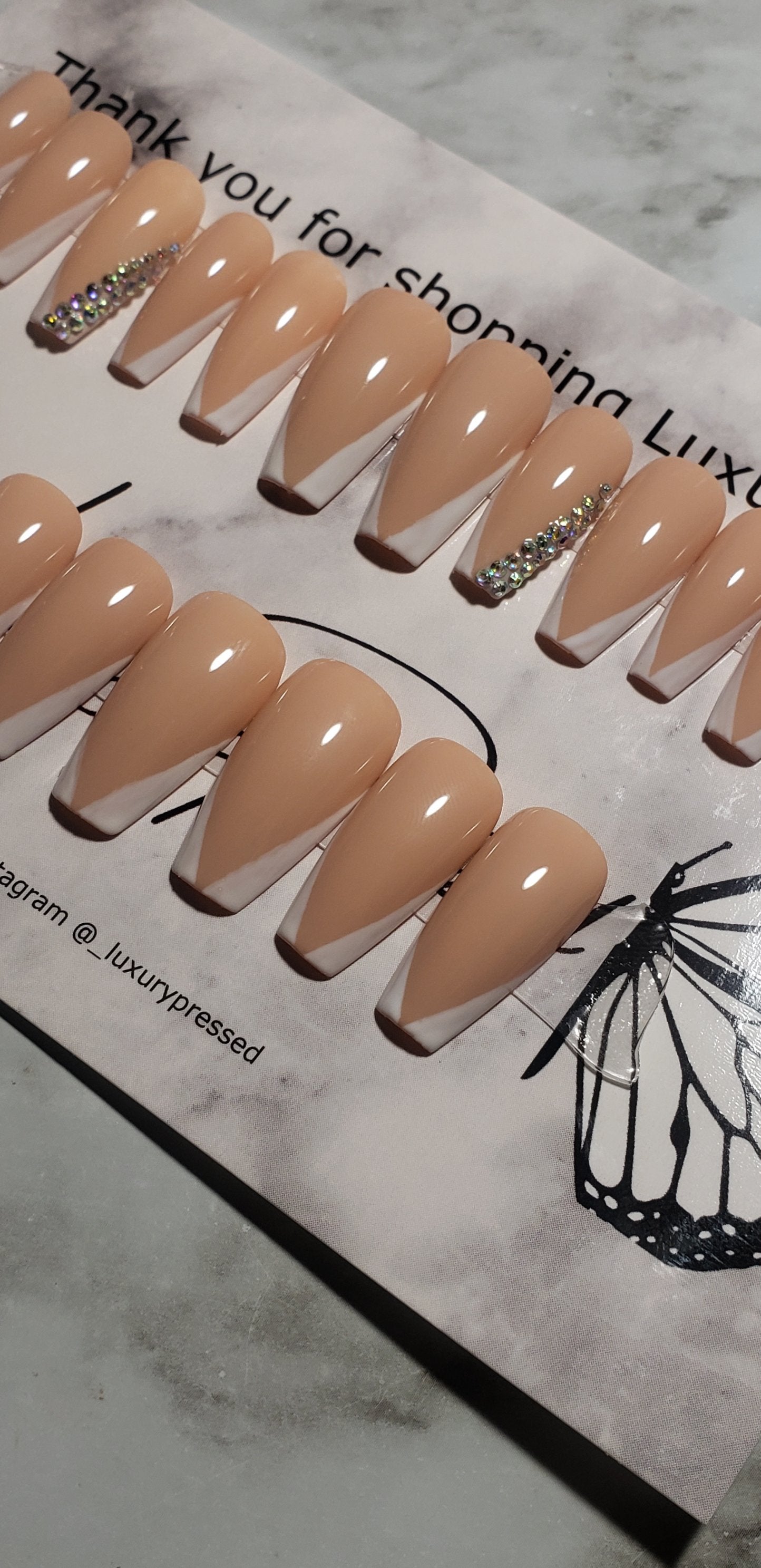 V French tip w/ bling